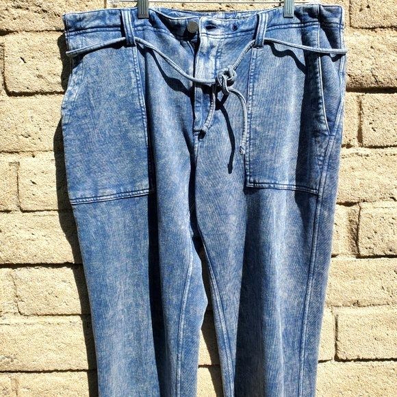 Calvin Klein Distressed Jogging Pants Jean Look Casual Comfy Acid Wash Sz M - Picture 3 of 12